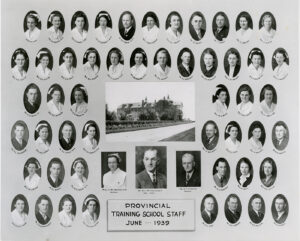 Composite image of Collage of Mental Deficiency Nurses instructors and staff members