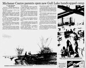 Article from the Red Deer Advocate - Michener Centre parents open new Gull Lake handicapped camp.